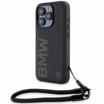BMW BMHCP15X23RMRLK iPhone 15 Pro Max 6.7" czarny|black hardcase Signature Leather Wordmark Cord