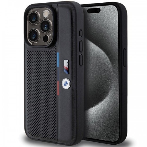 BMW BMHCP15X23PUPVK iPhone 15 Pro Max 6.7" czarny|black hardcase Perforated Tricolor Line image 1