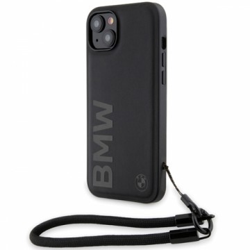 BMW BMHCP15S23RMRLK iPhone 15 | 14 | 13 6.1" czarny|black hardcase Signature Leather Wordmark Cord