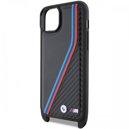BMW BMHCP15S23PSVTK iPhone 15 | 14 | 13 czarny|black hardcase M Edition Carbon Tricolor Lines & Strap image 5