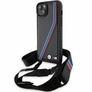 BMW BMHCP15S23PSVTK iPhone 15 | 14 | 13 czarny|black hardcase M Edition Carbon Tricolor Lines & Strap