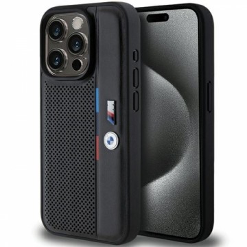 BMW BMHCP15L23PUPVK iPhone 15 Pro 6.1" czarny|black hardcase Perforated Tricolor Line