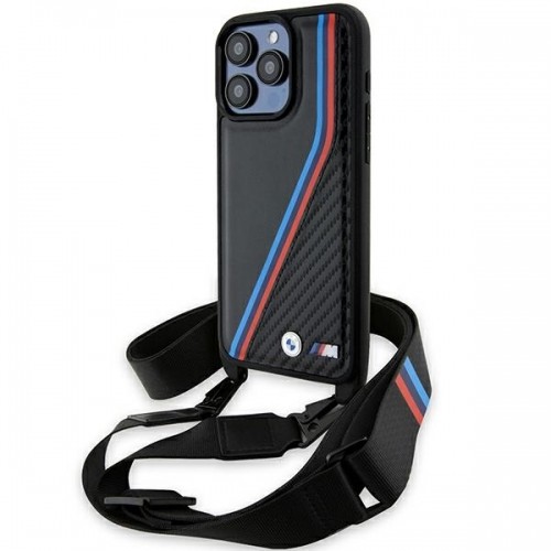 BMW BMHCP15L23PSVTK iPhone 15 Pro 6.1" czarny|black hardcase M Edition Carbon Tricolor Lines & Strap image 1