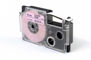 Label Tape JetWorld for use in Casio  Black to Pastelowo Różowym 9mm x 8m (XR-B9PP, XRB9PP)