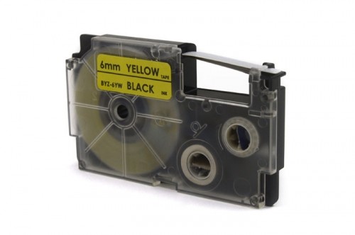 Label Tape JetWorld for use in Casio  Black on Yellow 6mm x 8m (PT-6X1, PT6X1, XR-6YW1, XR6YW1) image 1