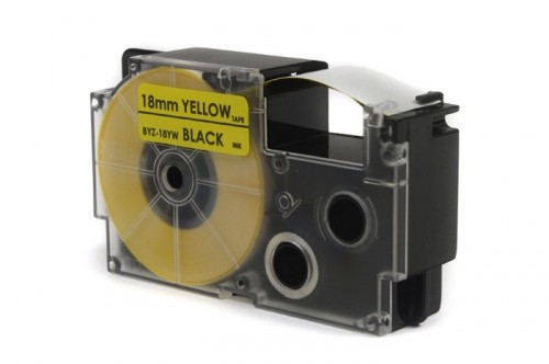 Label Tape JetWorld for use in Casio  Black on Yellow 18mm x 8m (PT-18YW1, PT18YW1, , XR18YW1) image 1