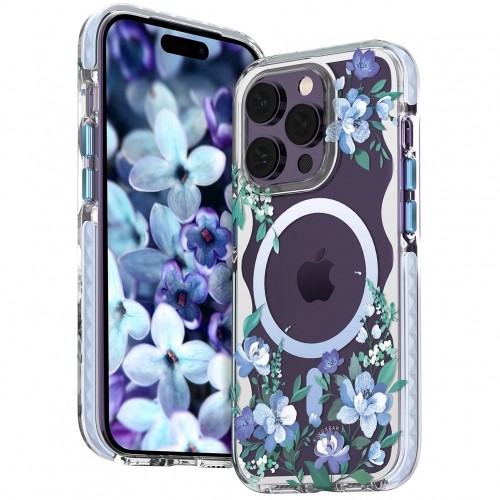 Kingxbar Flora Series magnetic case for iPhone 14 MagSafe decorated with orchid flowers print image 2