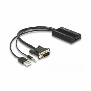 HDMI uz VGA ar Audio Adapteris DELOCK 64172 Melns 25 cm
