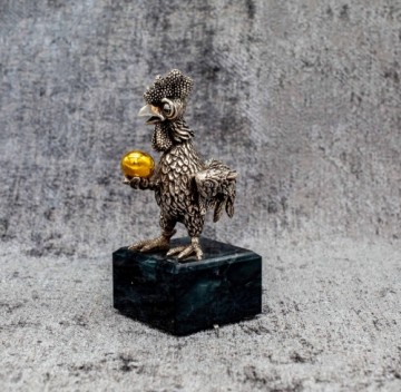 Gemmi Серебряная фигурка Петушок с золотым яичком