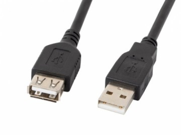 Lanberg CA-USBE-10CC-0018-BK USB kabelis 1,8 m USB 2.0 USB A Melns