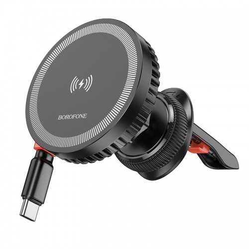 OEM Borofone Car holder BH208 Mona magnetic with induction charging with Type C cable to air vent black image 1