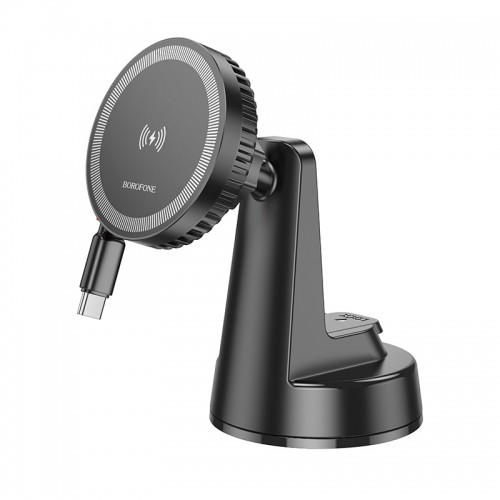 OEM Borofone Car holder BH208 Mona magnetic with induction charging with Type C cable to dashboard black image 1