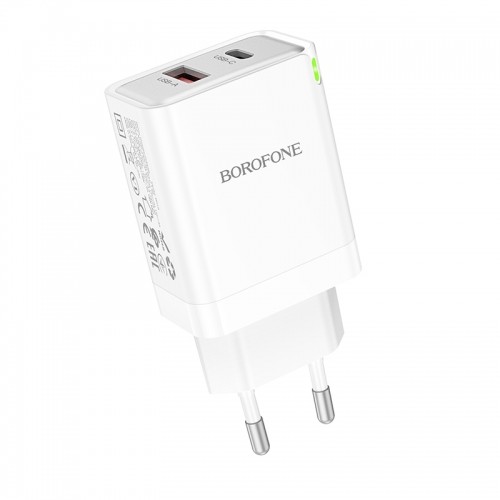 OEM Borofone Wall charger BN16 Tough - USB + Type C - PD 45W 3A white image 4