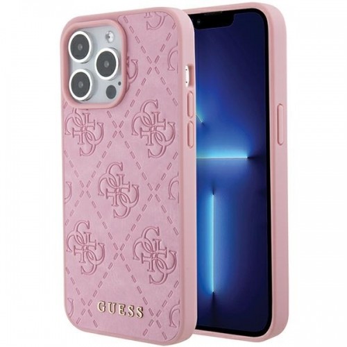 Guess GUHCP15XP4EPMP iPhone 15 Pro Max 6.7" różowy|pink hardcase Leather 4G Stamped image 1