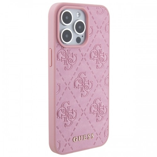 Guess GUHCP15XP4EPMP iPhone 15 Pro Max 6.7" różowy|pink hardcase Leather 4G Stamped image 4