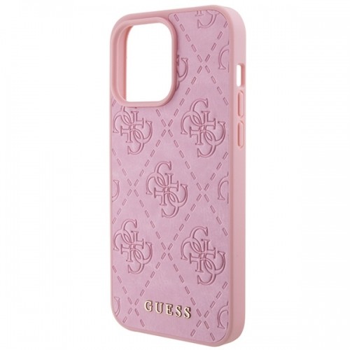 Guess GUHCP15XP4EPMP iPhone 15 Pro Max 6.7" różowy|pink hardcase Leather 4G Stamped image 5