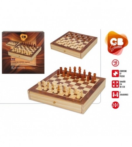 Color Baby Galdā spēle Šahs un dambrete (koka) 30x30x5,5 cm 6+ CB45594 image 1