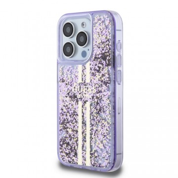 Guess PC|TPU Liquid Glitter Gold Stripe Case for iPhone 15 Pro Purple
