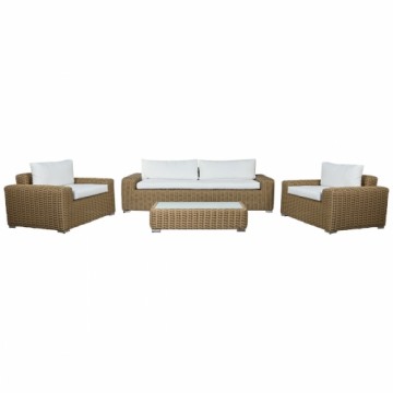 Набор из дивана и стола Home ESPRIT Стеклянный синтетический ротанг 248 x 85 x 80 cm