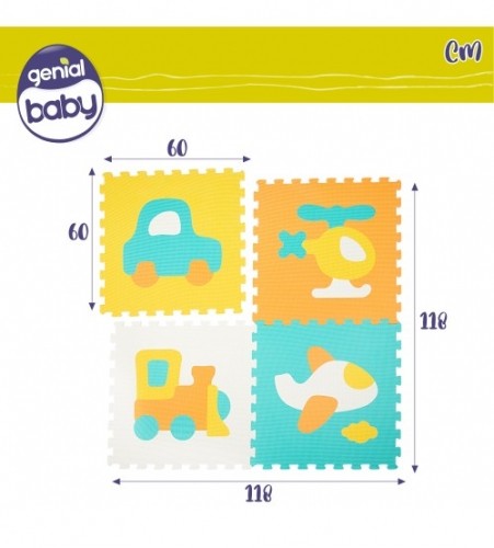Color Baby Paklājiņš puzle zīdaiņiem, Transports, 4 dab. (118 x 118 cm), Eva gumija, +10 mēn. CB47156 image 1