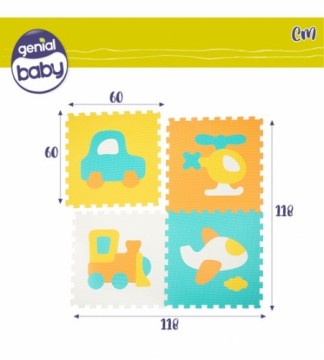 Color Baby Paklājiņš puzle zīdaiņiem, Transports, 4 dab. (118 x 118 cm), Eva gumija, +10 mēn. CB47156