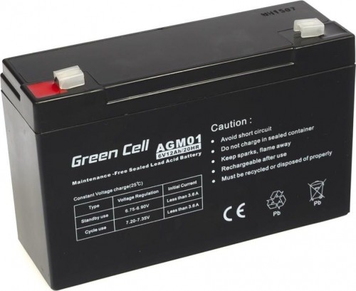 Green Cell Akumulator gel AGM 6V 12Ah (AGM01) image 1