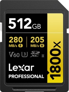 Lexar карта памяти SDXC 512GB Professional 1800x UHS-II U3 V60
