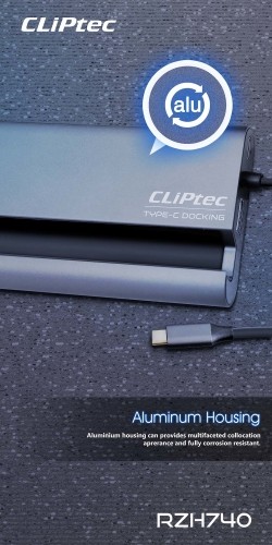OEM Cliptec Adapter HUB - Type C to 3xUSB 3.1 + Type C + HDMI + VGA + RJ45 - ViewNet-7 RZH740 grey image 3