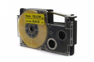 Label Tape JetWorld for use in Casio  Black on Yellow 9mm x 8m (PT-9YW1, PT9YW1, XR-9YW1, XR9YW1)