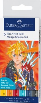 Otas tipa flomāsteri Faber-Castell Pitt Artist Pen 6 krāsas Manga shônen
