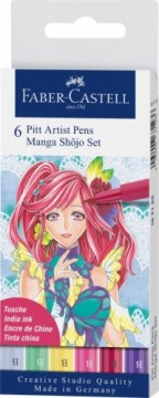 Otas tipa flomāsteri Faber-Castell Pitt Artist Pen 6 krāsas, Manga shôjo
