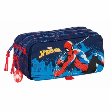 Trīsvietīgs futrālis Spider-Man Neon Zils 21,5 x 10 x 8 cm