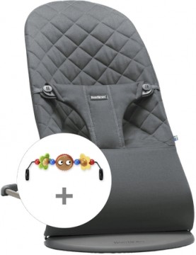 Babybjorn BABYBJÖRN šūpuļkrēsls BLISS Cotton + koka rotaļlieta, anthracite, 606026A