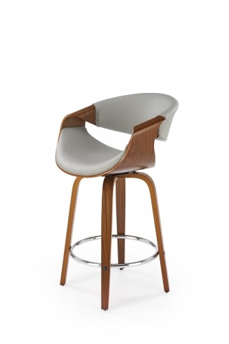 Halmar H123 bar stool, grey / walnut image 1