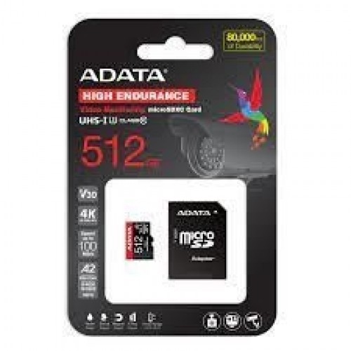 ADATA   MEMORY MICRO SDXC 512GB W/AD./AUSDX512GUI3V30SHA2-RA1 image 1