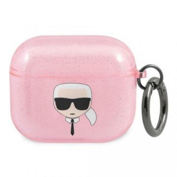 Karl Lagerfeld case for AirPods 3 KLA3UKHGP pink Glitter Karl`s Head