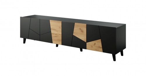 Cama Meble RTV cabinet ETNA 200x42x52 black matt + oak craft image 1