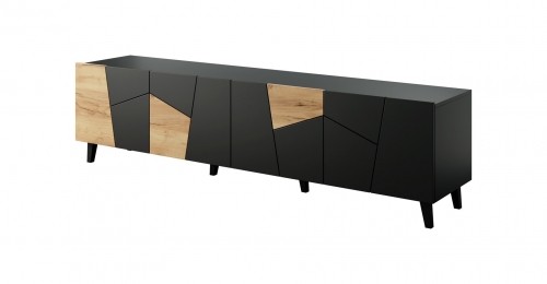 Cama Meble RTV cabinet ETNA 200x42x52 black matt + oak craft image 2
