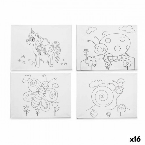 Pincello Полотно Белый Ткань 30 x 40 x 1,5 cm Для рисования Животные (16 штук) image 1