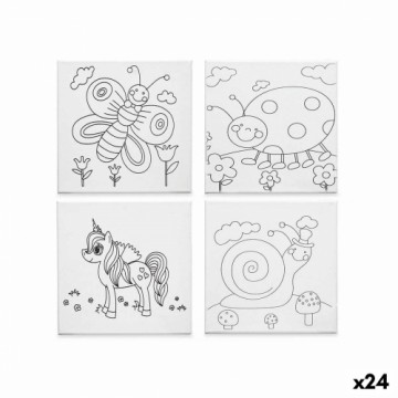 Pincello Canvas Balts Drāna 25 x 25 x 1,5 cm Krāsošanas paklājs dzīvnieki (24 gb.)