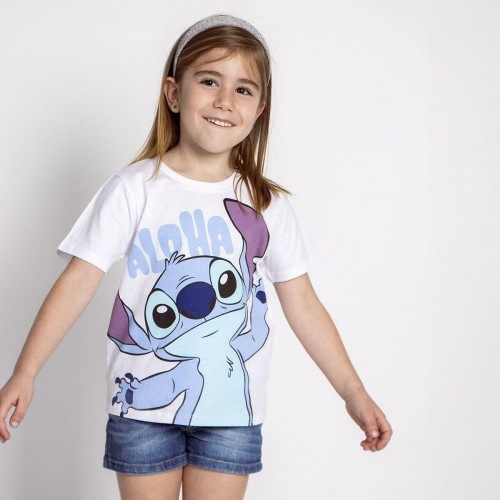 Krekls ar Īsām Piedurknēm Bērniem Stitch Balts image 3