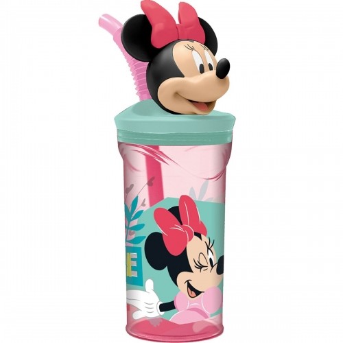 Glāzi ar Salmiņu Minnie Mouse 360 ml 3D Rozā image 1