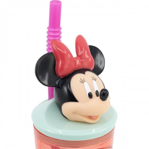 Glāzi ar Salmiņu Minnie Mouse 360 ml 3D Rozā image 2