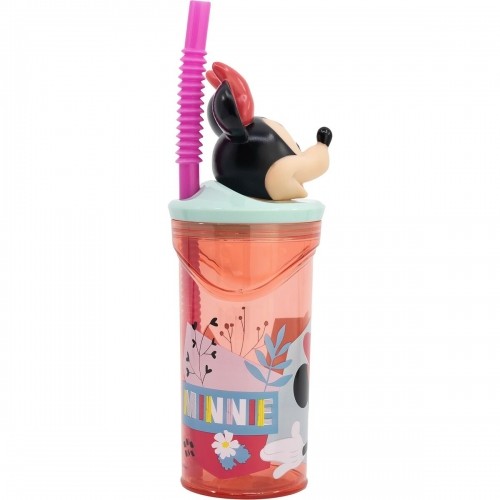 Glāzi ar Salmiņu Minnie Mouse 360 ml 3D Rozā image 4
