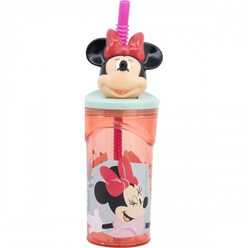 Glāzi ar Salmiņu Minnie Mouse 360 ml 3D Rozā image 5