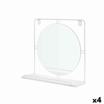 Gift Decor Spogulis Ar Montāžas Kronšteinu Balts Metāls Koks MDF 33,7 x 30 x 10 cm (4 gb.)
