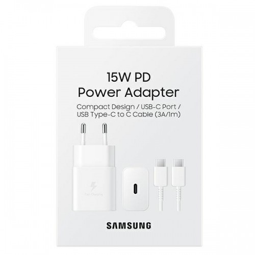 Samsung EP-T1510XWEGEU 15W Oriģināls Tīkla Lādētājs + USB-C kabelis balts (EU Blister) image 5