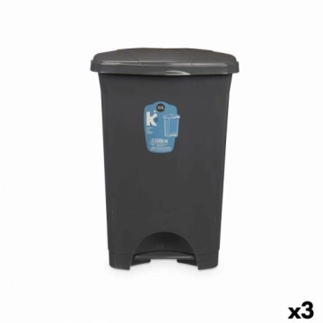 Bigbuy Home Atkritumu tvertne ar pedāli Antracīts Plastmasa 50 L (3 gb.)