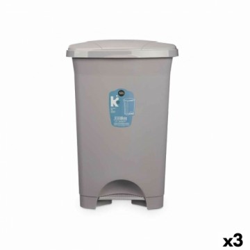 Bigbuy Home Atkritumu tvertne ar pedāli Pelēks Plastmasa 50 L (3 gb.)