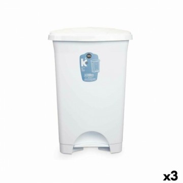 Bigbuy Home Atkritumu tvertne ar pedāli Balts Plastmasa 50 L (3 gb.)